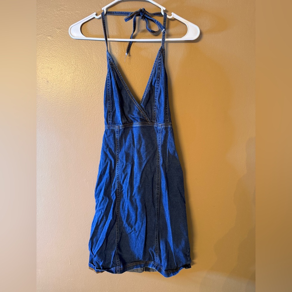 Blue Denim Spaghetti Strap Dress
